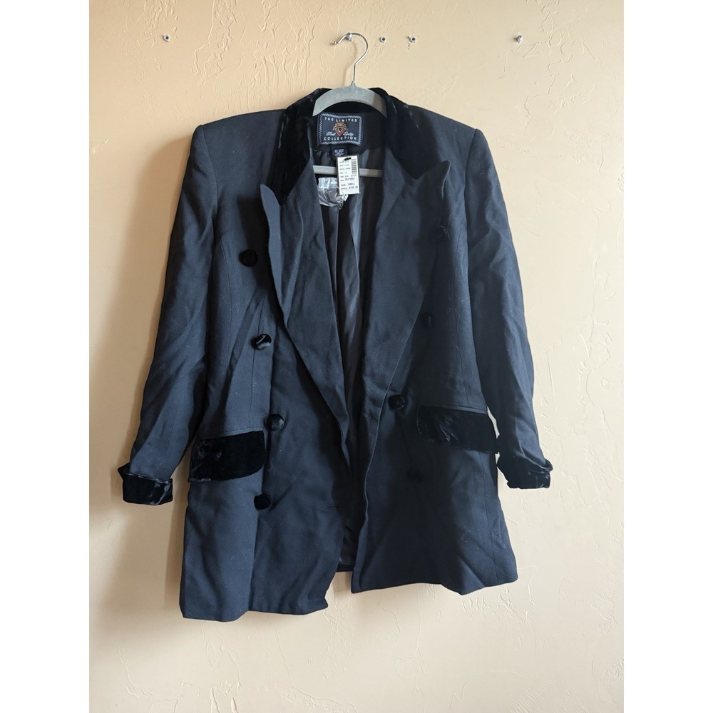 NWT Vintage Limited Blazer Women's Xs Velvet Details Tailored Jacket Wool $168‎